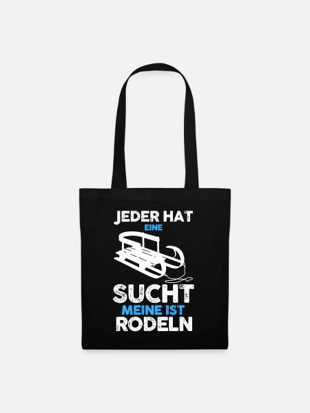 Wintersport Schlitten Rodeln - Stoffbeutel - Schwarz