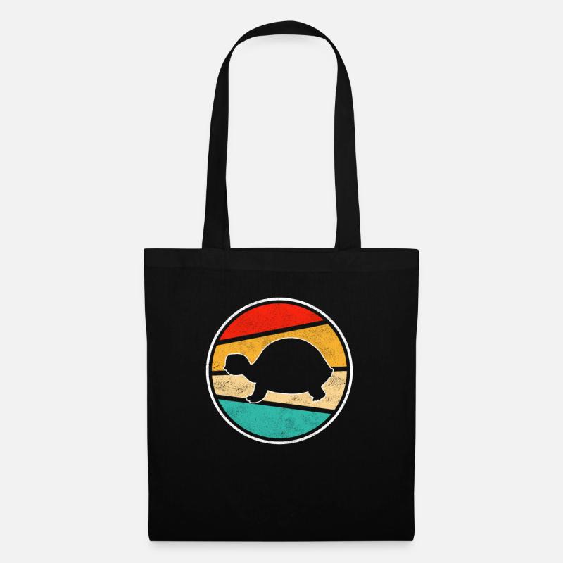 Schildkröte Retro - Stoffbeutel - Schwarz