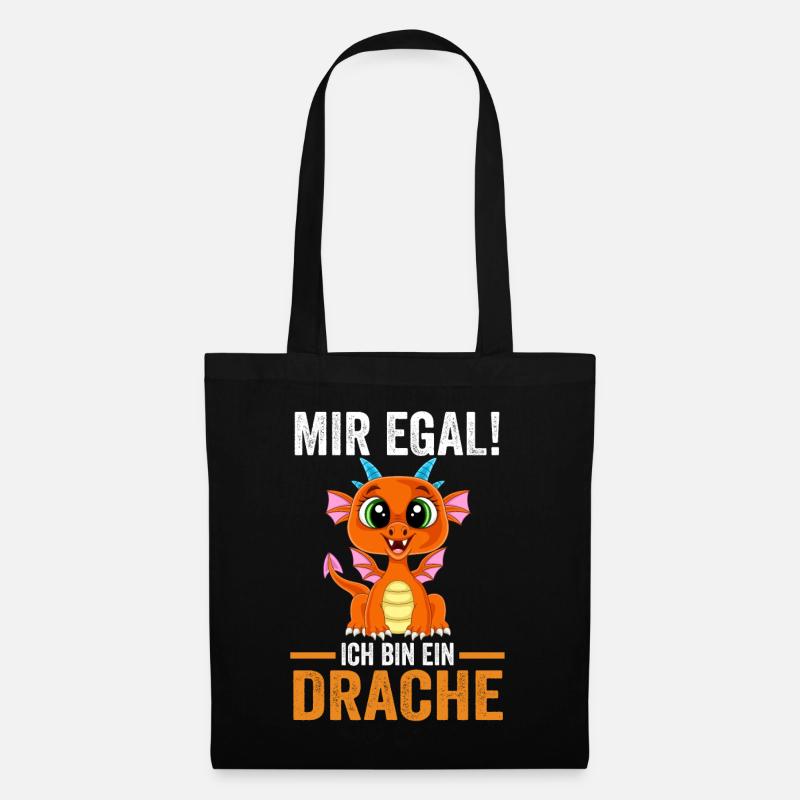 Drachen Mir egal ich bin ein Drache - Stoffbeutel - Schwarz