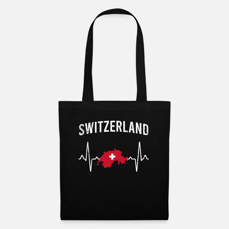 Schweiz Herzschlag - Stoffbeutel - Schwarz