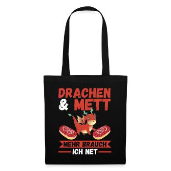 Mettbrötchen Mett Drachen - Stoffbeutel - Schwarz - Vorne