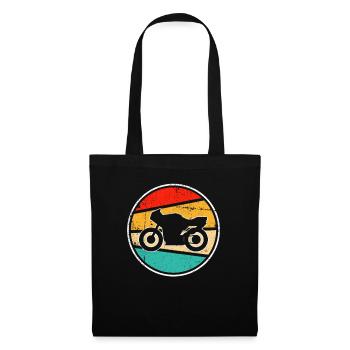 Moto rétro - Sac en tissu - noir - Devant