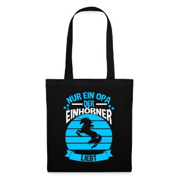 Einhorn Opa - Stoffbeutel - Schwarz - Vorne