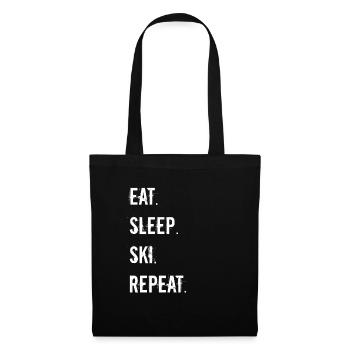 Ski - manger. Dormir. ski. répéter. - Sac en tissu - noir - Devant