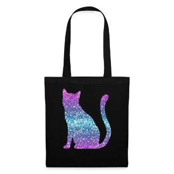 Cat Glitter Print Cat Lover Gift - Tote Bag - black - Front