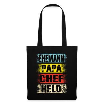 Ehemann Papa Chef Held - Stoffbeutel - Schwarz - Vorne