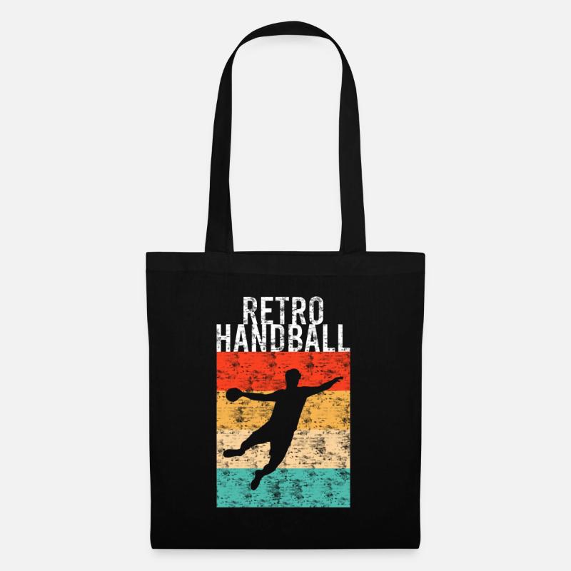 Retro Handball - Stoffbeutel - Schwarz
