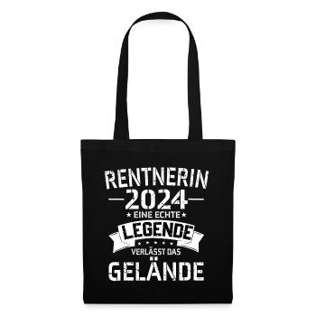 Rentnerin 2024 Lustiger Spruch Pesion Ruhestand - Stoffbeutel - Schwarz - Vorne