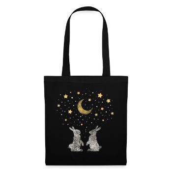 Schlafshirt Kuschelshirt Kaninchen Hasen - Stoffbeutel - Schwarz - Vorne
