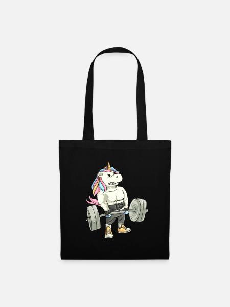 Fitness Gewichtheben Einhorn Deadlift - Stoffbeutel - Schwarz