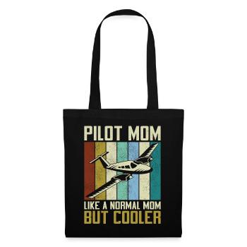 Airplane Pilot Mom Mother Vintage - Stoffbeutel - Schwarz - Vorne