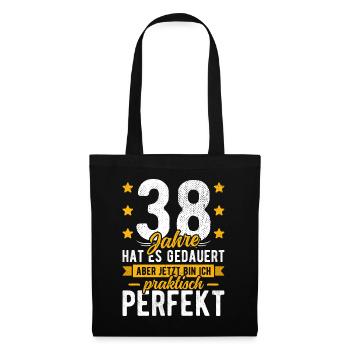 38 Geburtstag Mann 38er 38ter Ich bin 38 Jahre alt - Stoffbeutel - Schwarz - Vorne