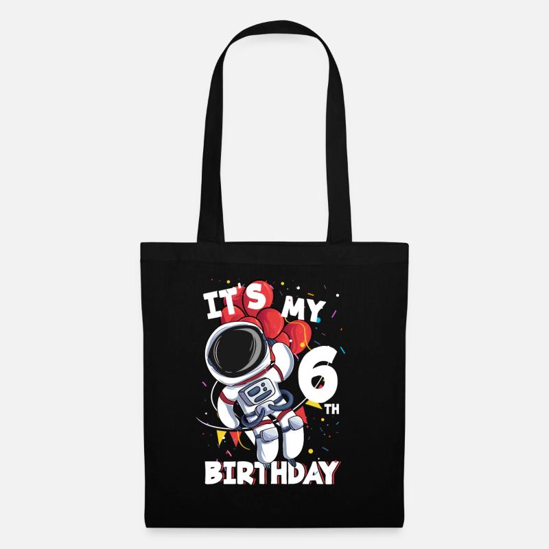 Astronaut 6. Geburtstag - Stoffbeutel - Schwarz
