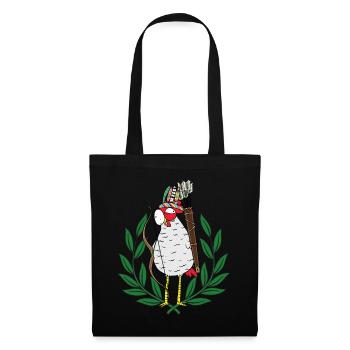 Huhn Krieger Hippie Hühner Pfeil - Stoffbeutel - Schwarz - Vorne