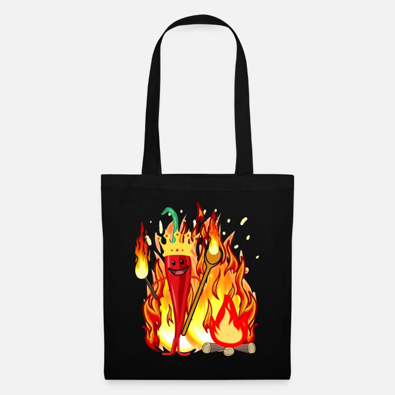 Chilli Schote Paprika feurig heiß kochen scharf - Stoffbeutel - Schwarz