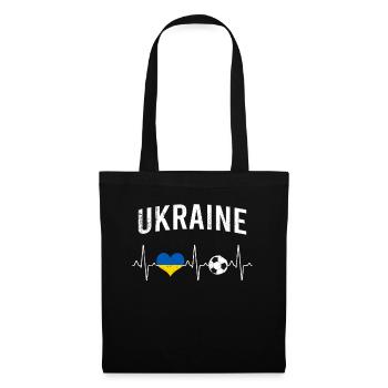 Ukraine Fußball Herzschlag - Stoffbeutel - Schwarz - Vorne