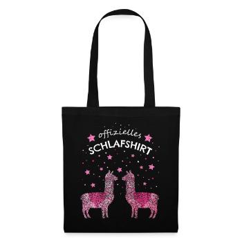 Offizielles Schlafshirt Lama Alpaka - Stoffbeutel - Schwarz - Vorne