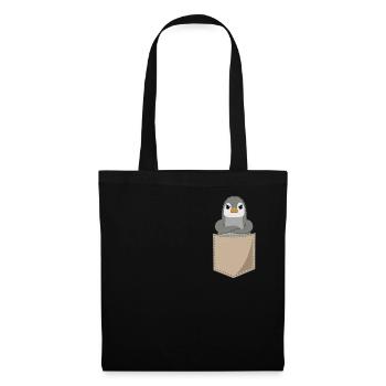Böser Pinguin Brusttasche Print Seevogel Geschenk - Stoffbeutel - Schwarz - Vorne