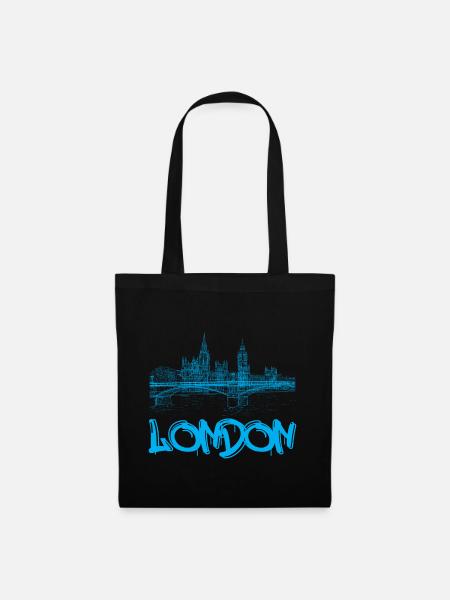 London - Stoffbeutel - Schwarz