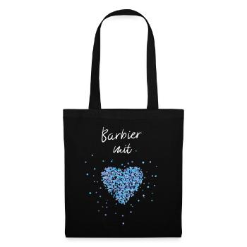 Barbier Mit Herz Vollbart Bartträger - Stoffbeutel - Schwarz - Vorne