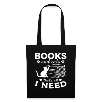 Des livres et des chats, c'est tout ce dont j'ai besoin - Sac en tissu - noir - Devant
