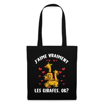 J'aime Vraiment Les Girafes - Sac en tissu - noir - Devant