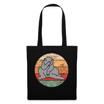 Katze Facepalm Lustiges Kätzchen Retro Geschenk - Stoffbeutel - Schwarz - Vorne