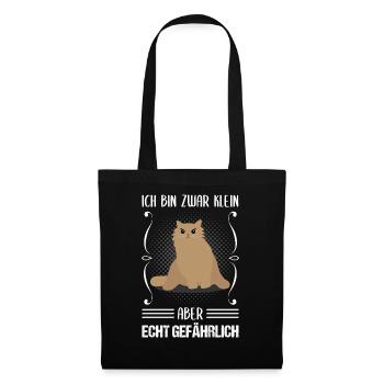 Katze Klein Aber Gefährlich Cooler Spruch Geschenk - Stoffbeutel - Schwarz - Vorne