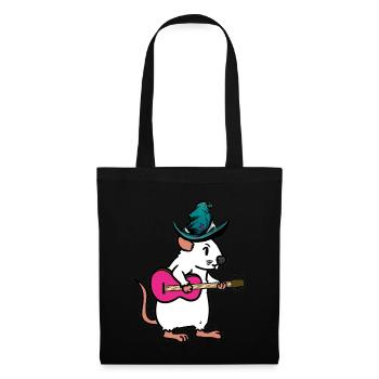 Rongeur Rat Souris Musicien Guitare Musique Enfants Enfant - Sac en tissu - noir - Devant