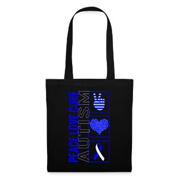 Peace Love Cure Autism T Shirt - Sac en tissu - noir - Devant