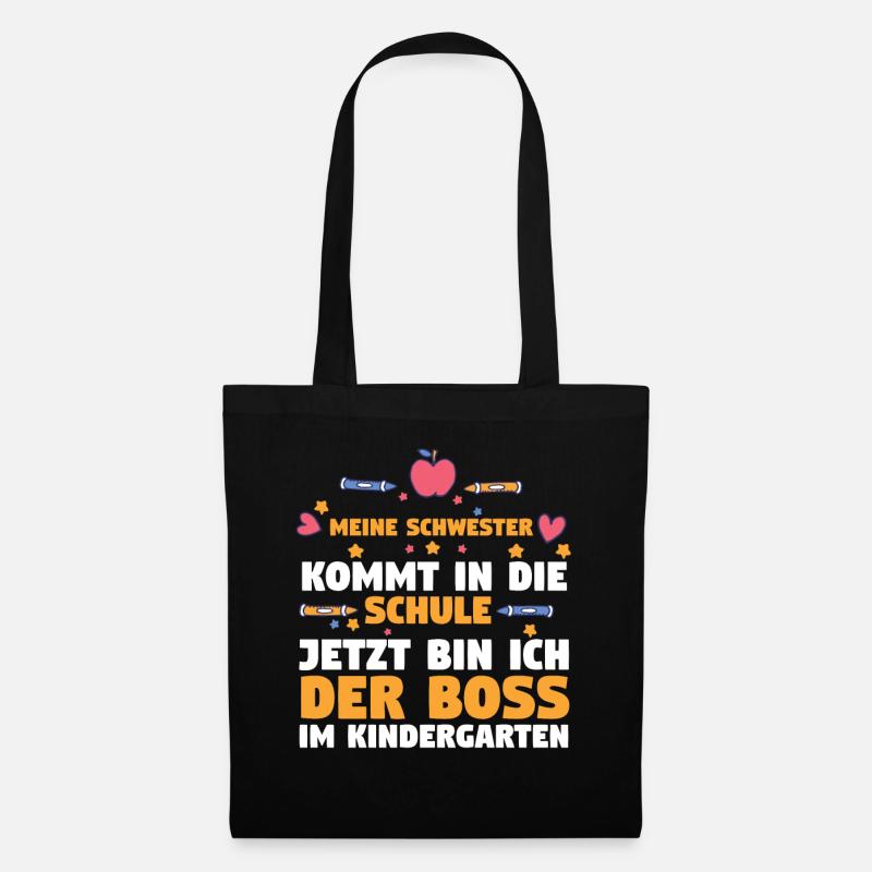 Schulkind Kindergarten Schwester Einschulung Schul - Stoffbeutel - Schwarz