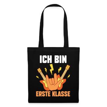 Schulkind Erste Klasse Gitarre Einschulung Schulan - Stoffbeutel - Schwarz - Vorne
