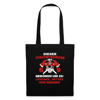 Feuerwehrmann 69 Geburtstag Feuerwehr Beruf - Stoffbeutel - Schwarz - Vorne