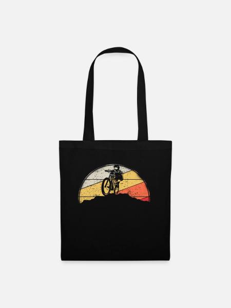 Mountainbike MTB Natur Berge Retro Vintage - Stoffbeutel - Schwarz