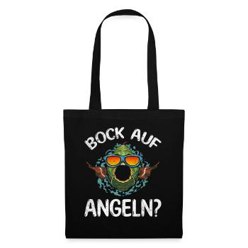 Fisch Angler Fischer Forellen Angeln - Bock auf - Stoffbeutel - Schwarz - Vorne