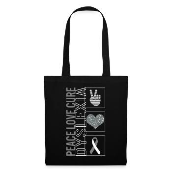 Peace Love Care Dyslexia T Shirt - Tote Bag - black - Front