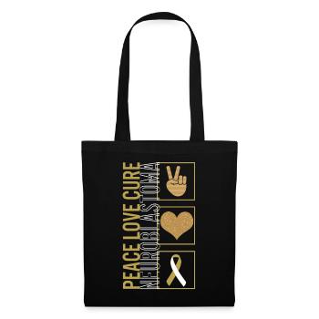 Peace Love Cure Neuroblastome T Shirt - Sac en tissu - noir - Devant
