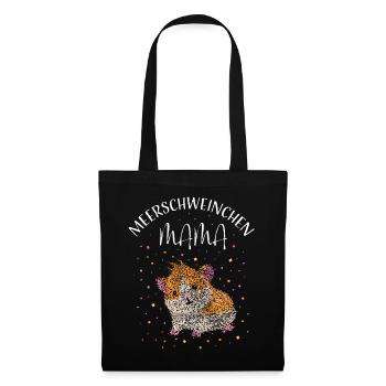 Meerschweinchen Mama Mutter - Stoffbeutel - Schwarz - Vorne