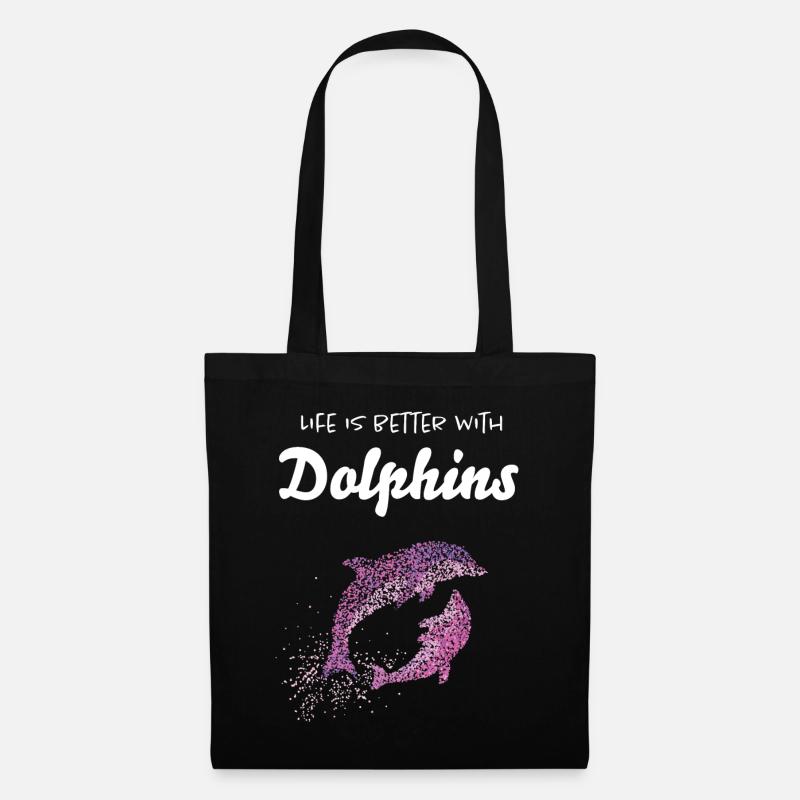 Life Is Better With Dolphins Delfine - Stoffbeutel - Schwarz