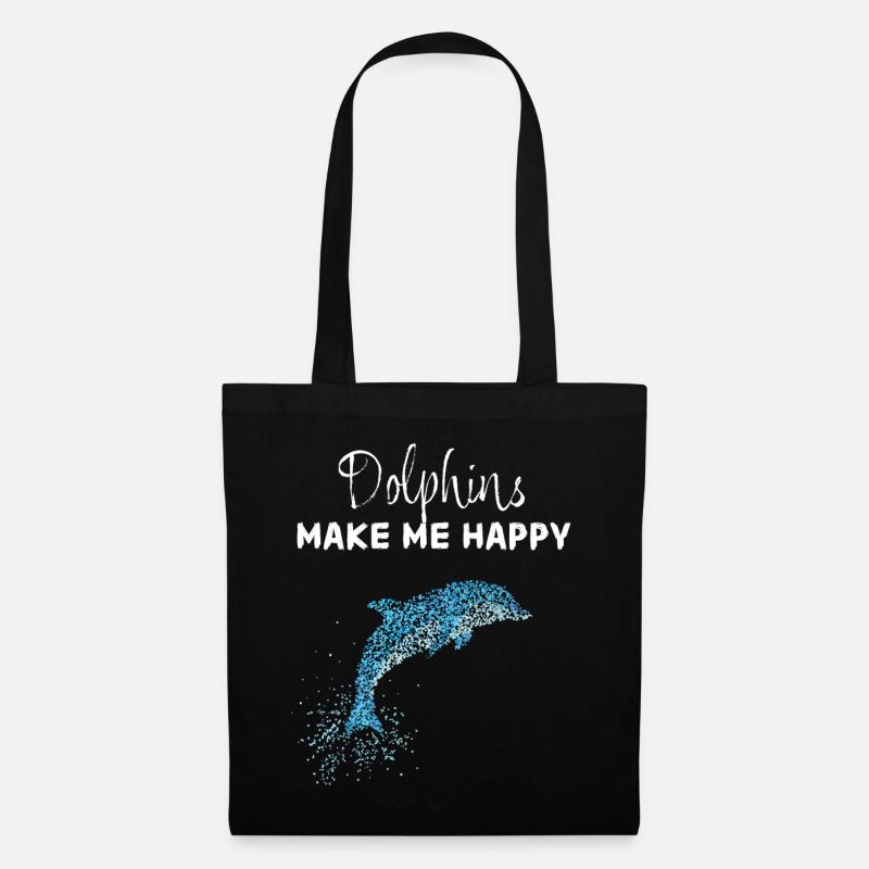 Dolphins Make Me Happy Delfinschwimmen - Stoffbeutel - Schwarz