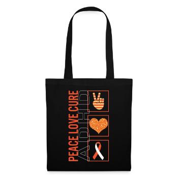 Peace Love Cure ADHD T Shirt - Sac en tissu - noir - Devant