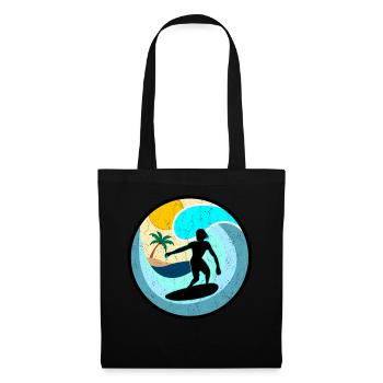 Vintage Retro Surfer Skimboard Surf - Sac en tissu - noir - Devant