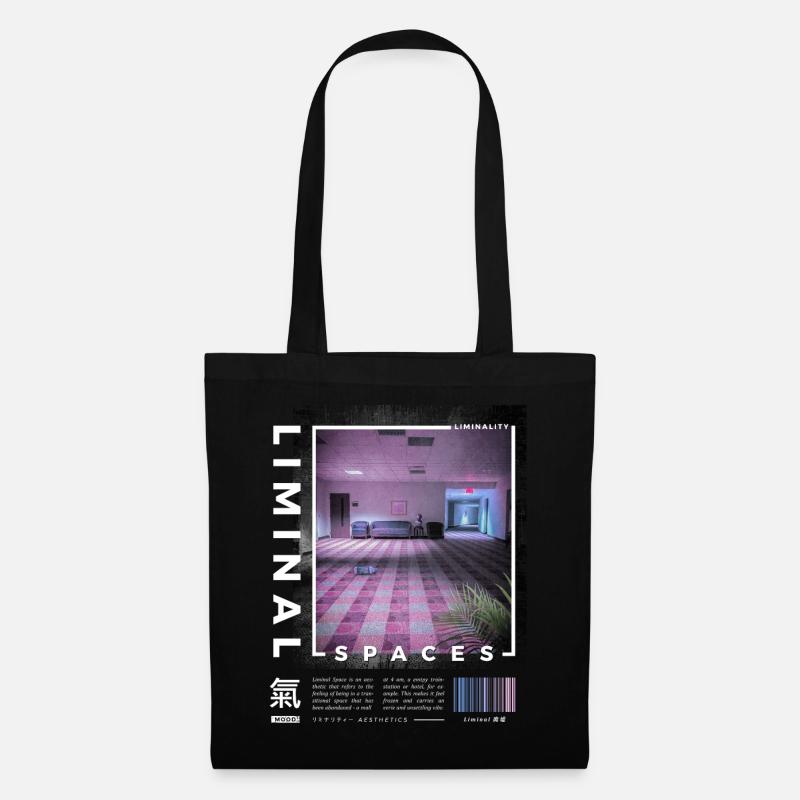 Liminal Spaces Retro 80s & 90s Aesthetic Vaporwave - Stoffbeutel - Schwarz