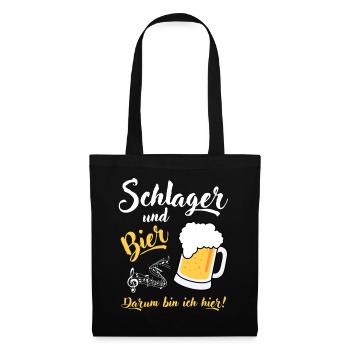 Schlager und Bier darum bin ich hier - Stoffbeutel - Schwarz - Vorne