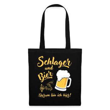 Schlager und Bier darum bin ich hier Malle Spruch - Stoffbeutel - Schwarz - Vorne