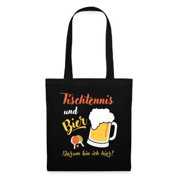 Tischtennis Bier Tischtennisspieler Geschenk Profi - Stoffbeutel - Schwarz - Vorne