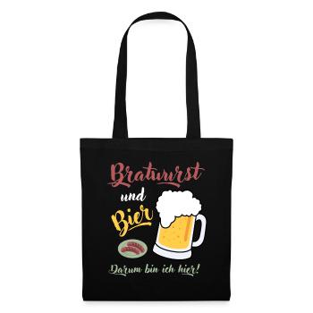 Bratwurst Bier Spruch Grillmeister Bierzelt Wurst - Stoffbeutel - Schwarz - Vorne