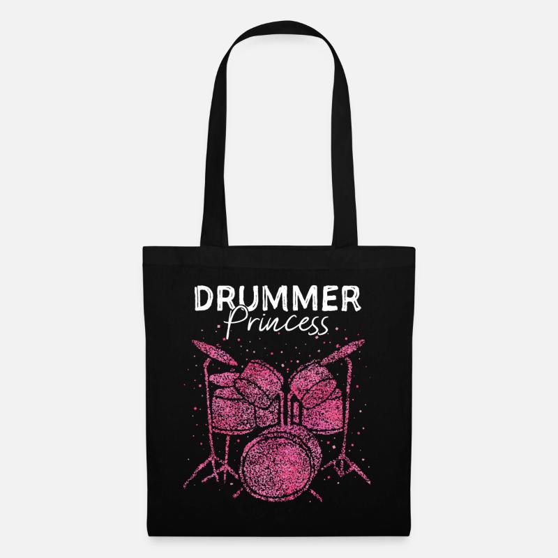 Drummer Princess Schlagzeugerin Drumset - Stoffbeutel - Schwarz