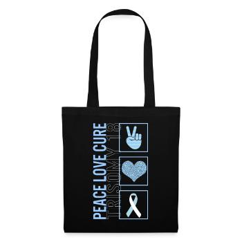 Peace Love Cure Trisomy 18 T Shirt - Tote Bag - black - Front