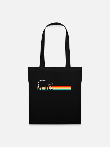 Elefant Retro - Stoffbeutel - Schwarz